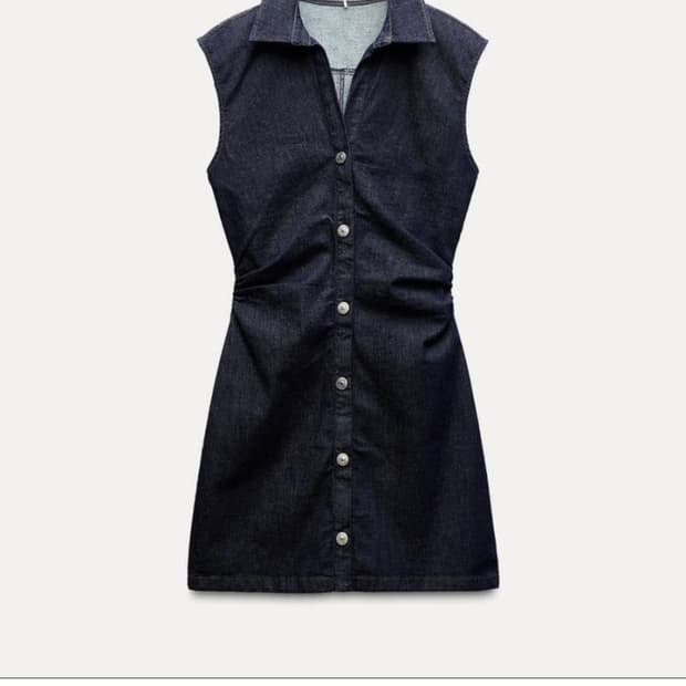 자라 타이트핏 데님 미니 셔츠 원피스