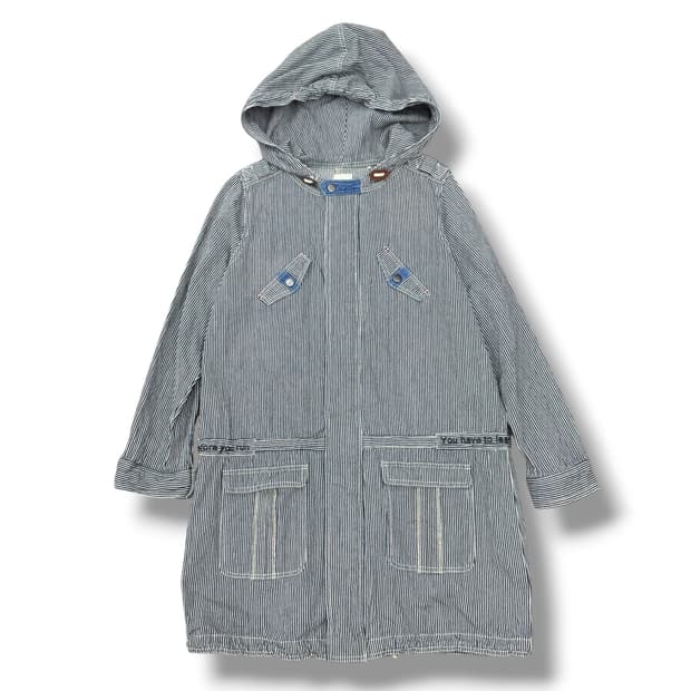 JPN 모리 니혼진 스트라이프 코튼 야상 후드집업