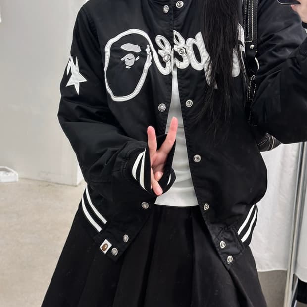 베이프 스타 빅로고 바시티 자켓 