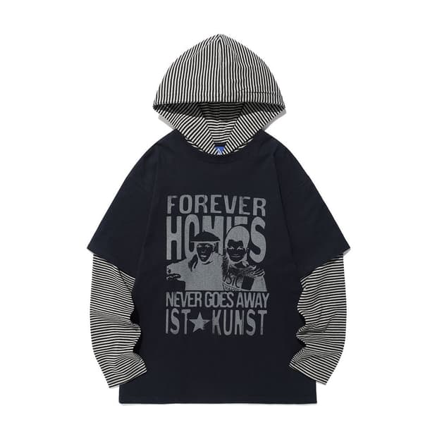 이스트쿤스트 FOREVER HOMIES LAYERED LS TEE 네이비