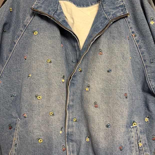 위캔더스 FLORAL DENIM JACKET - L size