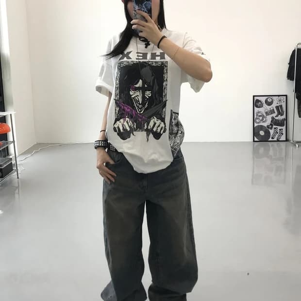 빈티지 HEX 프린팅 반팔