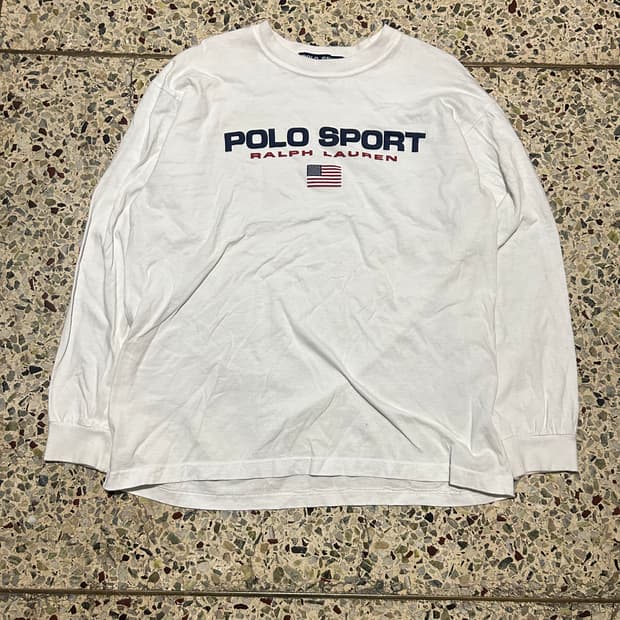 폴로 스포츠 빅로고 화이트 롱슬리브