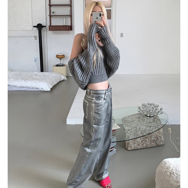 유니크 워싱 와이드 팬츠