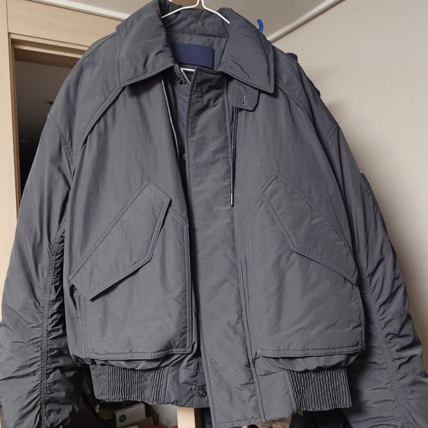 [46] 준지 나일론 스탠카라 구스 다운 패딩 그레이