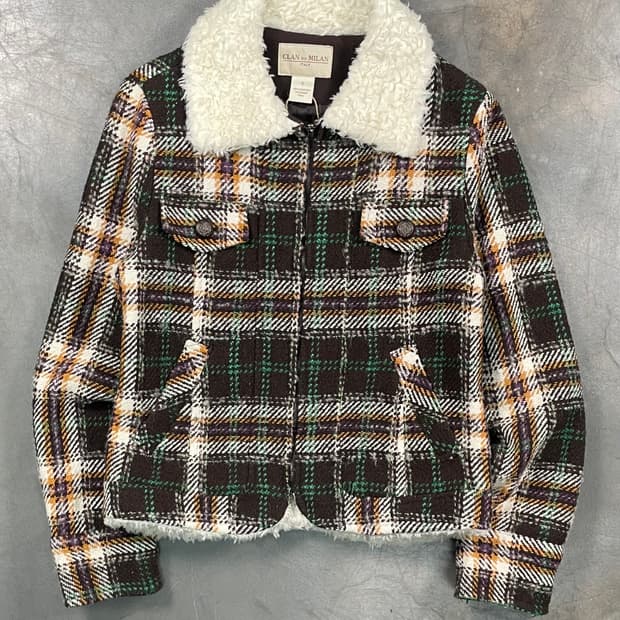 빈티지 타탄 체크 울 자켓