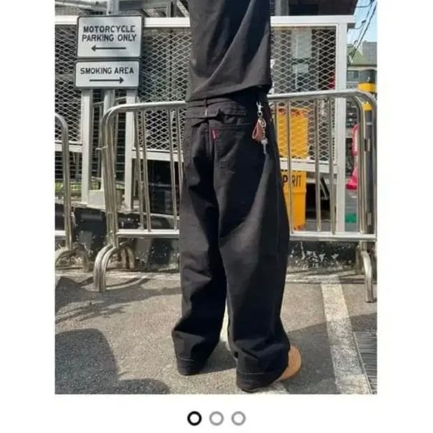 리어버튼 와이드코튼팬츠