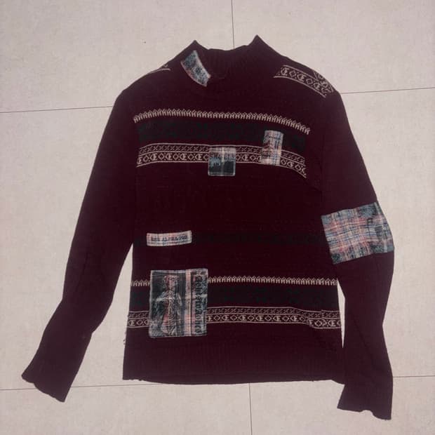 라프시몬스 2005aw 목폴라 패치 니트