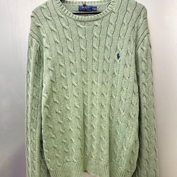 Polo 폴로 랄프로렌 세이지그린 케이블 니트 크루넥 스웨터