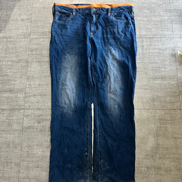 일본빈티지 올드스쿨스트릿 복고진청 와이드데님팬츠