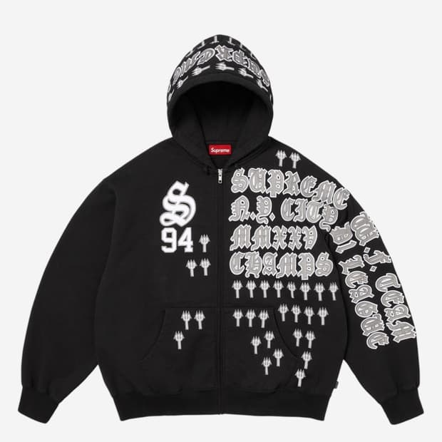 슈프림 리그 챔스 집업 후드 스웨트셔츠 블랙 - 25FW