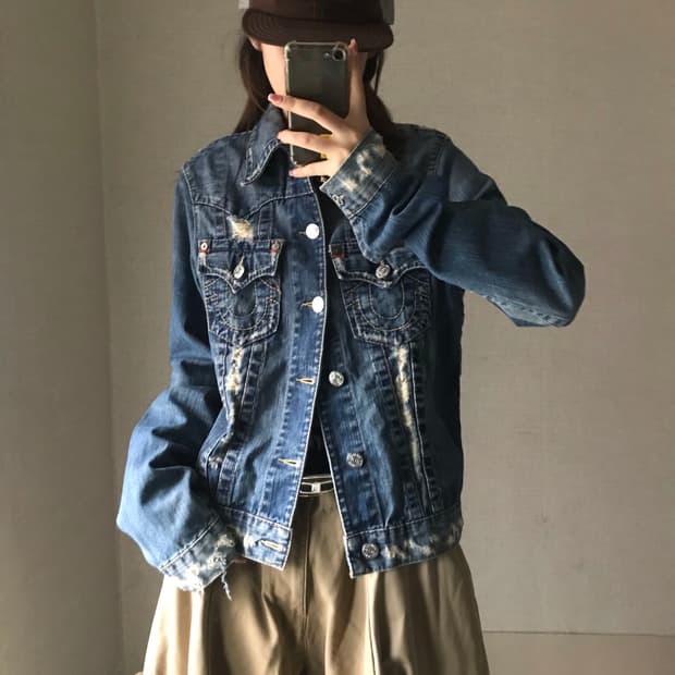 트루릴리젼 데미지디테일 데님자켓