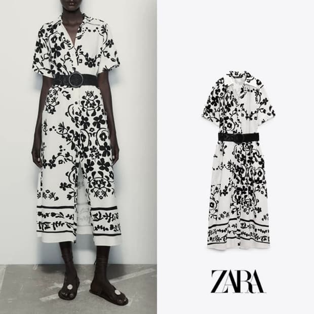 자라 플로럴 셔츠 원피스 (S)