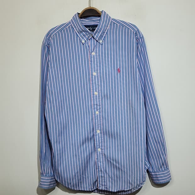 (L) 랄프로렌 폴로 남방 스트라이프 셔츠 로고 캐주얼 