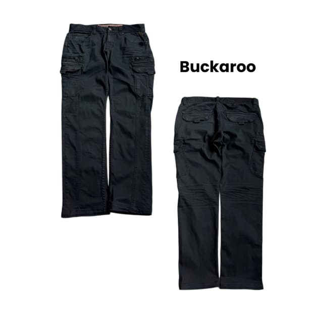 버커루 새깅 바이커 코튼 카고팬츠 블랙