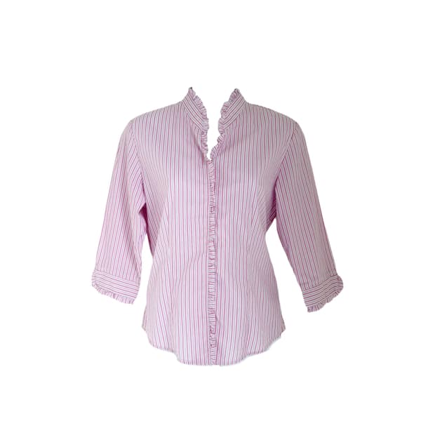 ruffle stripe cotton blouse