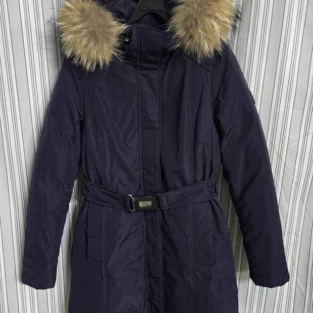 (85) 헤지스 여성골프 라쿤털 다운패딩자켓