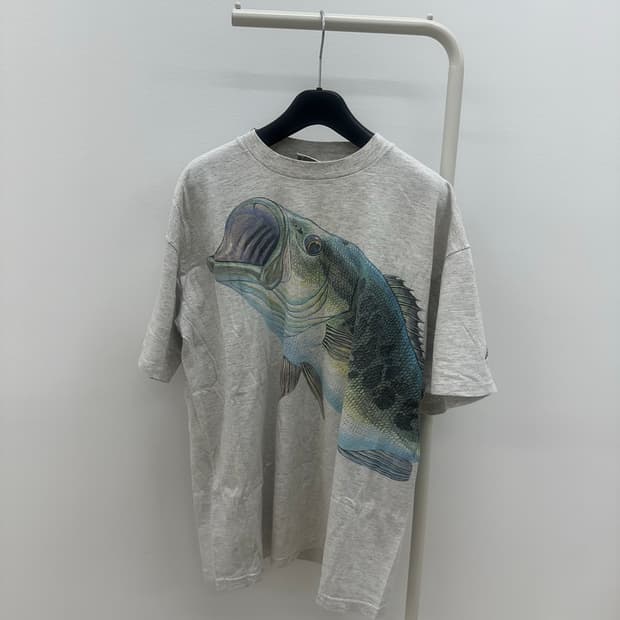 90s environmental art wear 빈티지 물고기 티셔츠