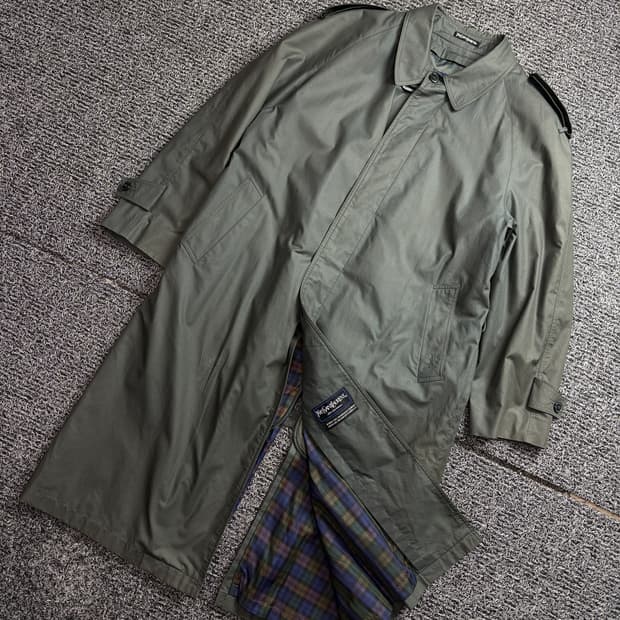 90s YSL 입생로랑 아카이브 내피 싱글 트렌치 코트 2465