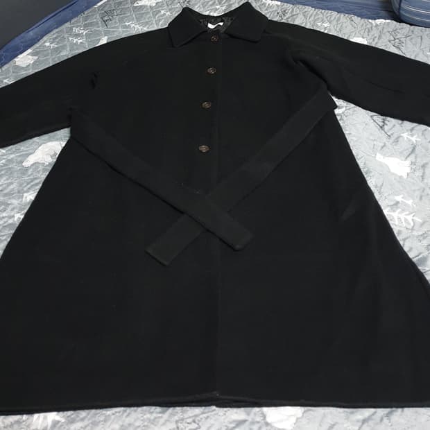 PLAGG 벤티드 비스코스 혼방 울 롱코트 블랙 (F)