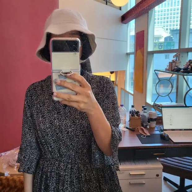 앙고라+울 벙거지 모자 free 새제품. 블랙.아이보리