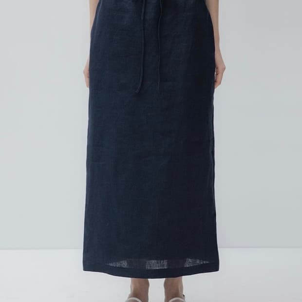 블루브릭 Linen string skirt (navy) S