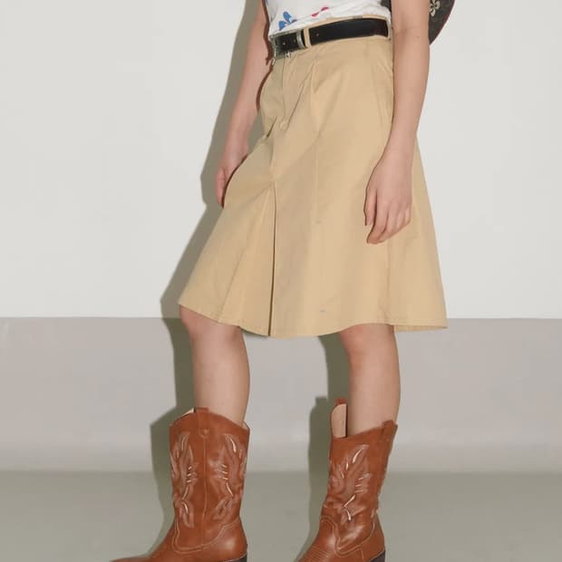 헤레틱 HERETIC PINTUCK COTTON SKIRT / beige