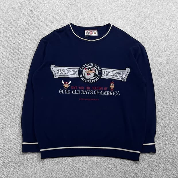 캡틴산타 빈티지 올드스쿨 라운드 니트 네이비
