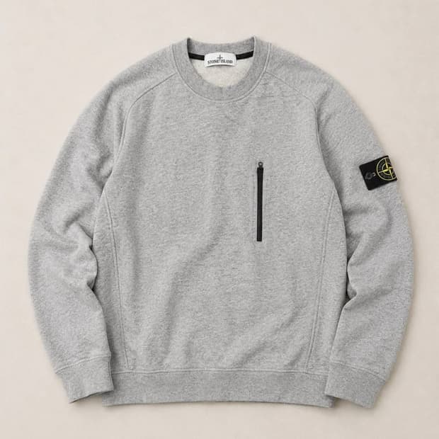 Stone Island 스톤아일랜드 체스트 지퍼 와펜 그레이 맨투맨