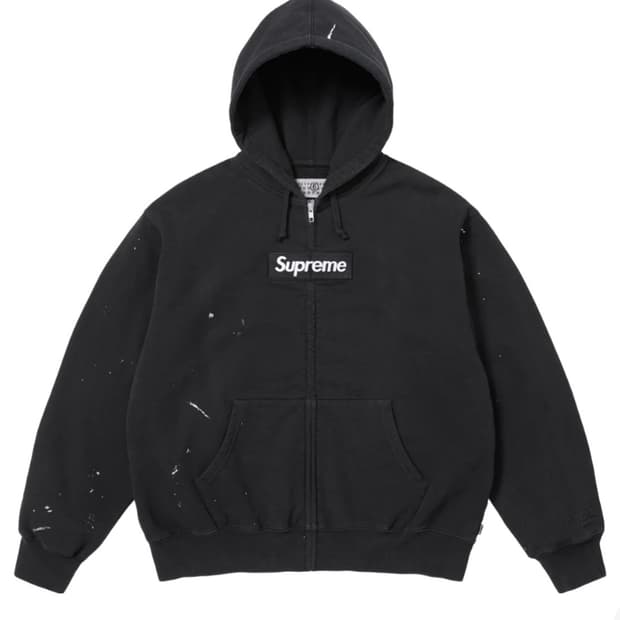 [XL]슈프림 x MM6 메종 마르지엘라 박스로고 집업 후드  블랙