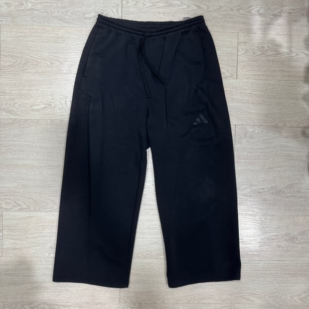 아디다스 블랙 와이드 트레이닝 기모 팬츠