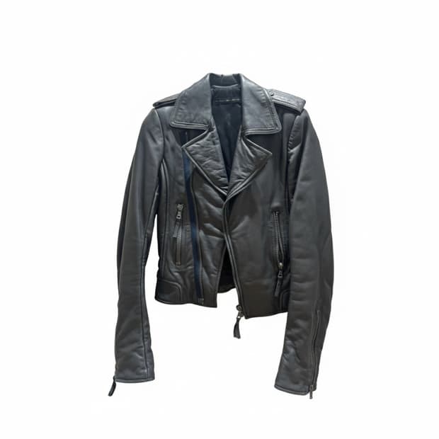 발렌시아가 가죽 라이더 자켓 블랙 36