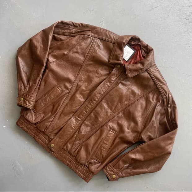 Vintage 리얼 카우하이드 레트로 레더 자켓