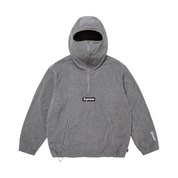 [L] 슈프림 폴라텍 페이스 마스크 하프집 후드 그레이 -25FW