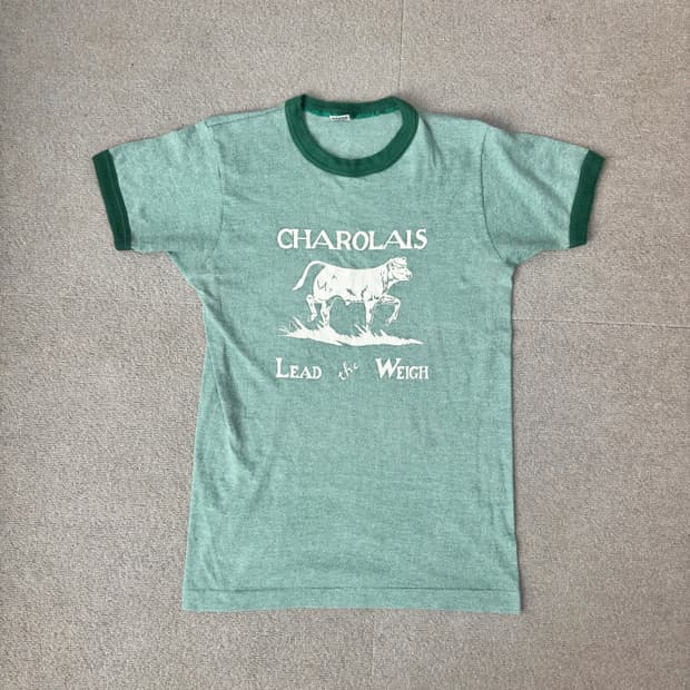 USA 70-80s샤롤레 그린 링거 티셔츠