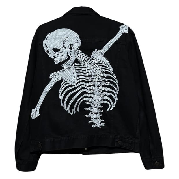 [LAUGHER] 라퍼 허그 스켈레톤 블랙 데님자켓 L