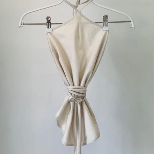 [L]베이스레인지 25ss Mar 스트랩 슬리브리스 탑/크림