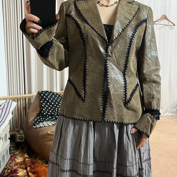 김동순 여성 돈피 디테일 자켓 