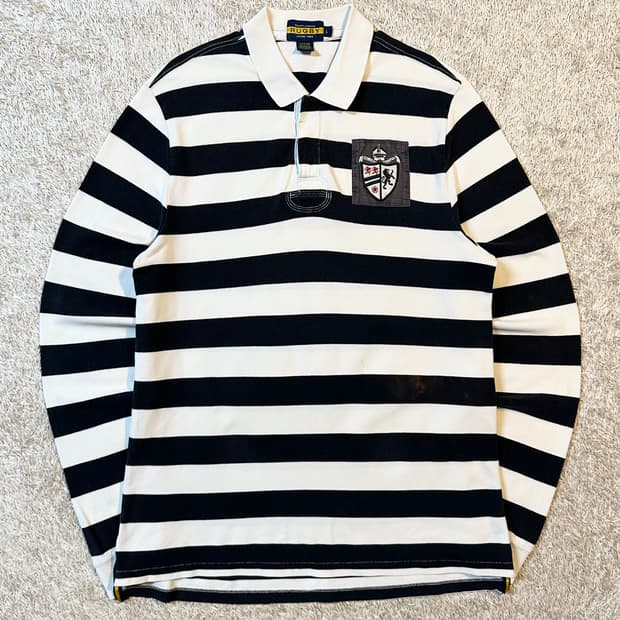 폴로 랄프로렌 패치 스트라이프 럭비 티셔츠 오레오