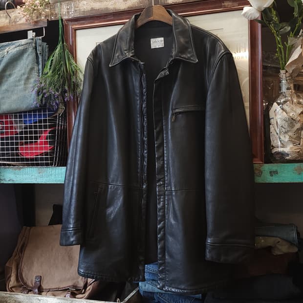 아르마니 레더 카코트 송가지 가죽자켓 레더 워크자켓 50