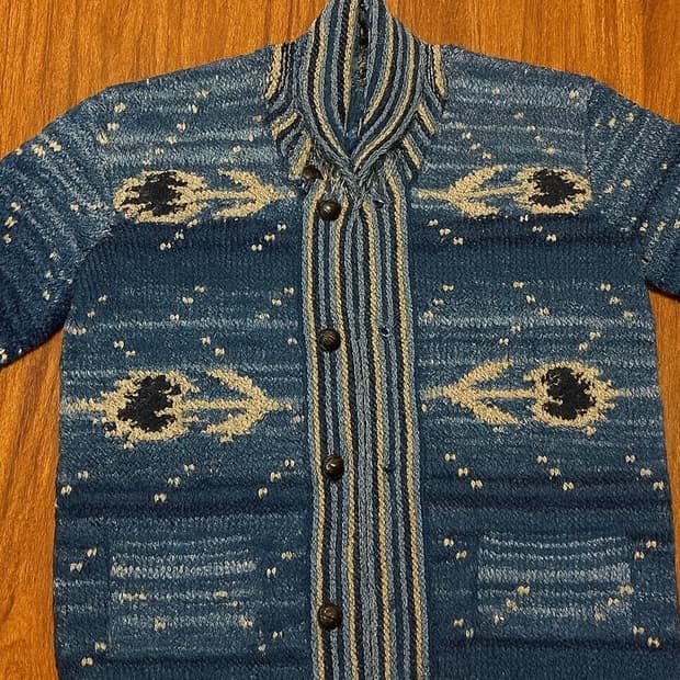 RRL 나바호 인디고 숄카라 가디건