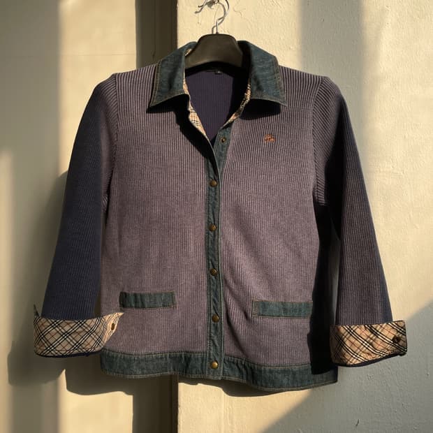 버버리 데님 니트 믹스 자켓
