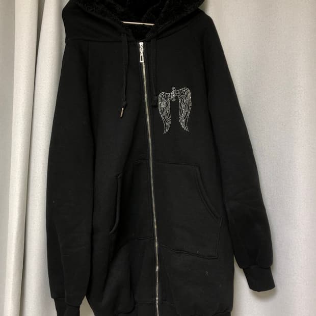 Vintage punk 빈티지 펑크 날개 큐빅 후드집업