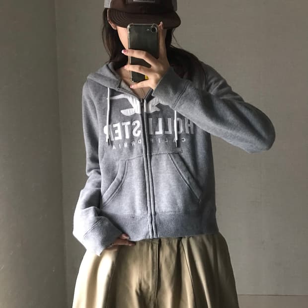 홀리스터 그레이 후드집업