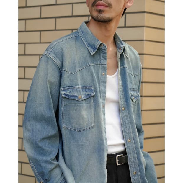 26aw Vintage Western Denim Shirt