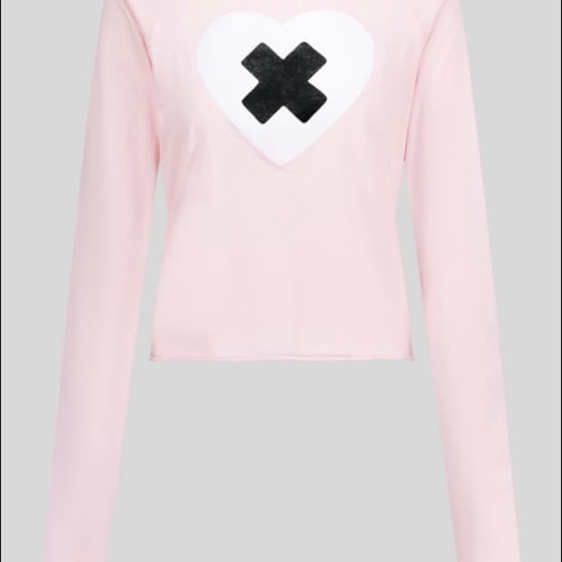 샵페어리 cross over heart cut-off t-shirt