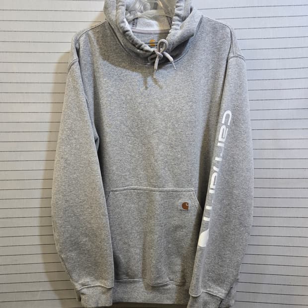 칼하트 그레이 후드티 로고 슬리브