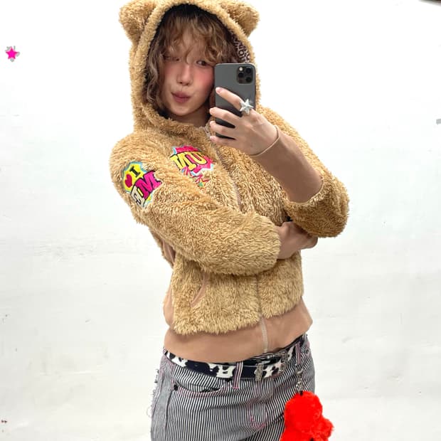 Bear Fun Star Brown Hooded Zip-Up