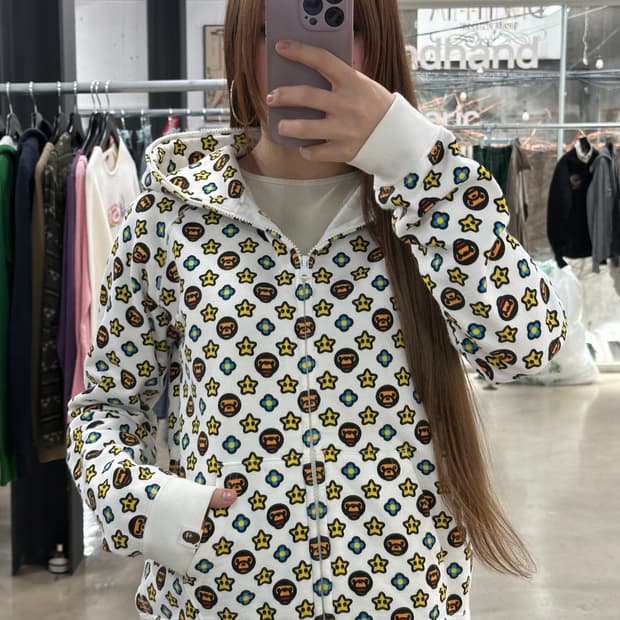 베이프 마일로 모노그램 풀 후드집업