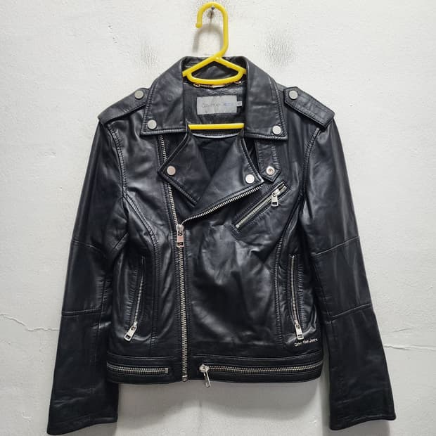 캘빈클라인 CK 스틸로고 리얼레더 라이더자켓